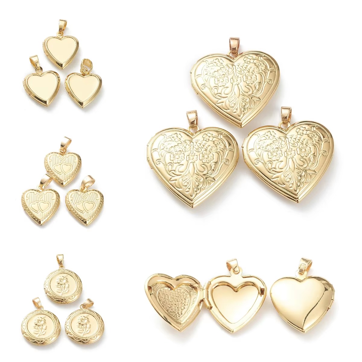 Heart Locket Necklace Photo - 10 szt. Zawieszki w kształcie serca