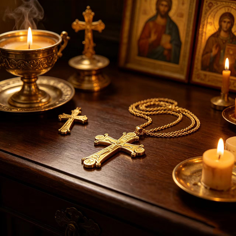 Cross Pendant Necklace Gold - Wysokiej jakości prawosławny krzyżyk na naszyjniku,