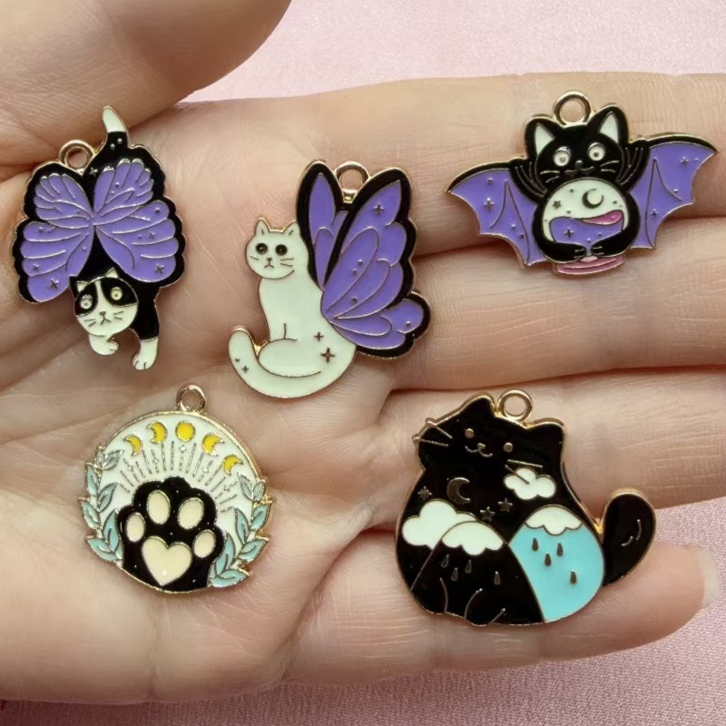 Earrings - 10 szt. Motyl Kot Miłość Koreańska