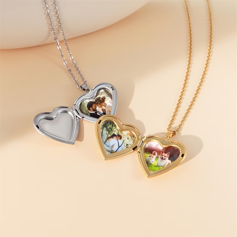 Heart Locket Necklace Photo - Personalizowany naszyjnik z medalionem w kształcie
