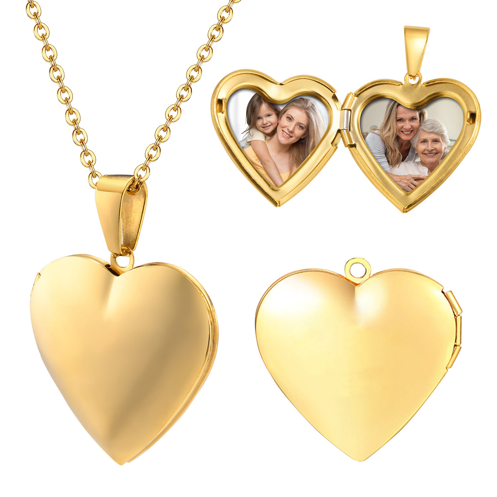 Heart Locket Necklace Photo - Biżuteria ze stali nierdzewnej serce medalion