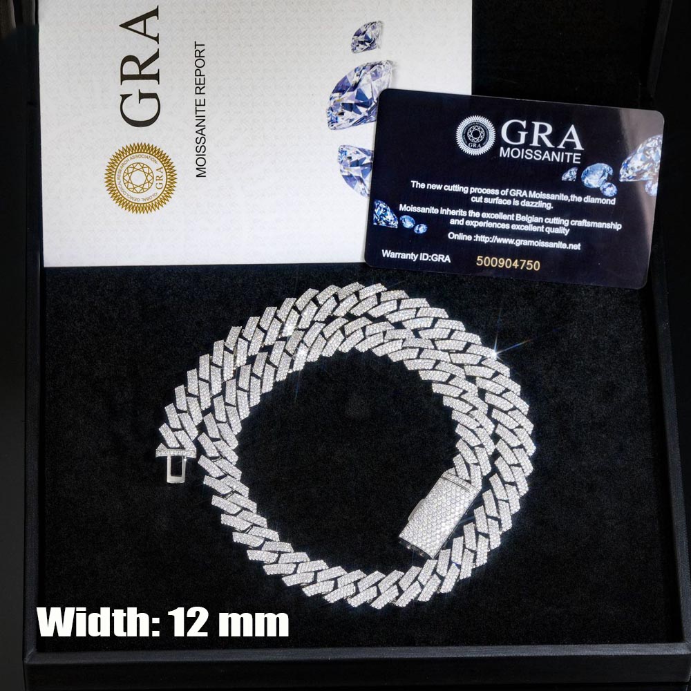 Cuban Link Chain 12Mm - Naszyjniki typu Cuban Link z moissanitami,