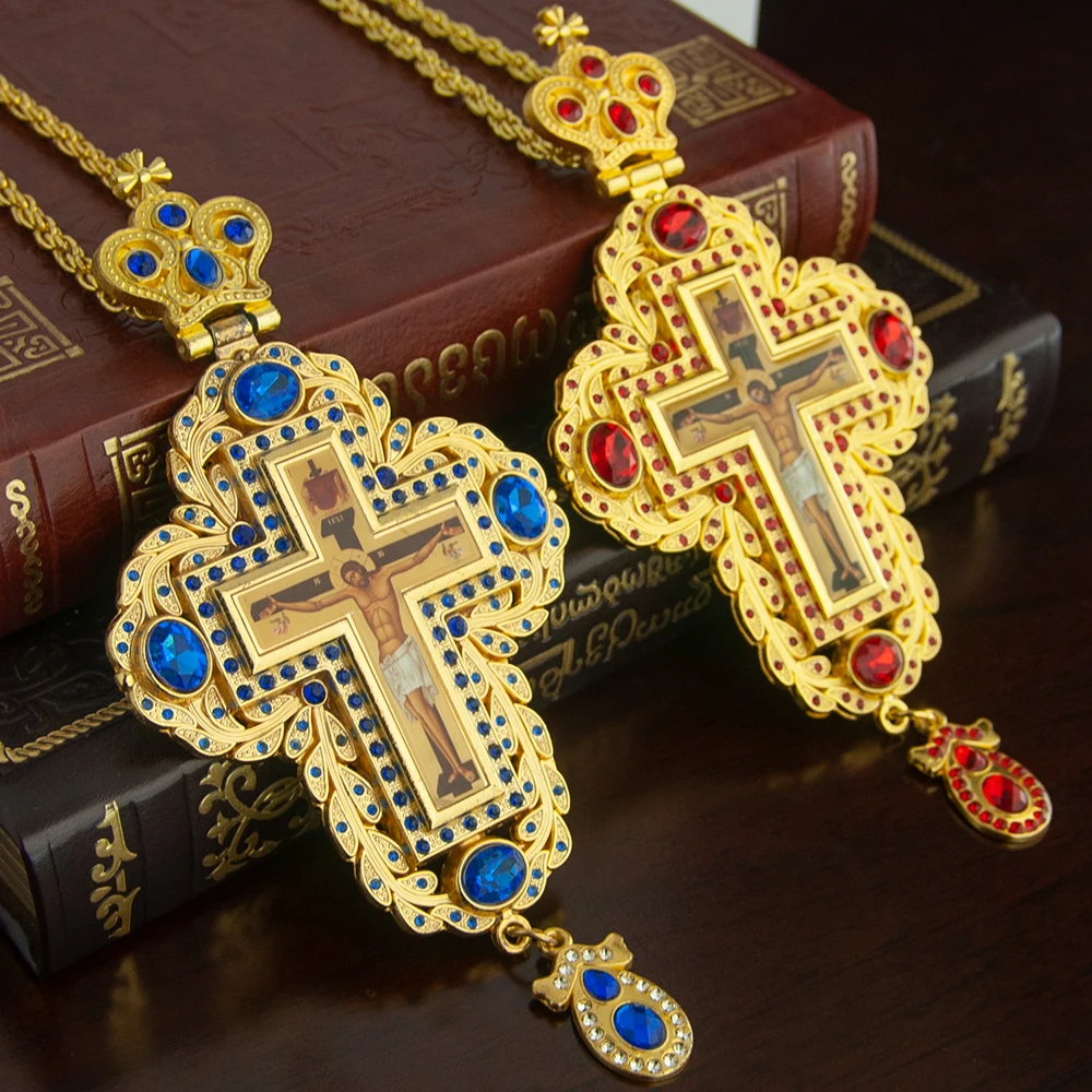 Cross Pendant Necklace Gold - Krzyż pectoralny biskupa prawosławnego HTISOK, wisiorek