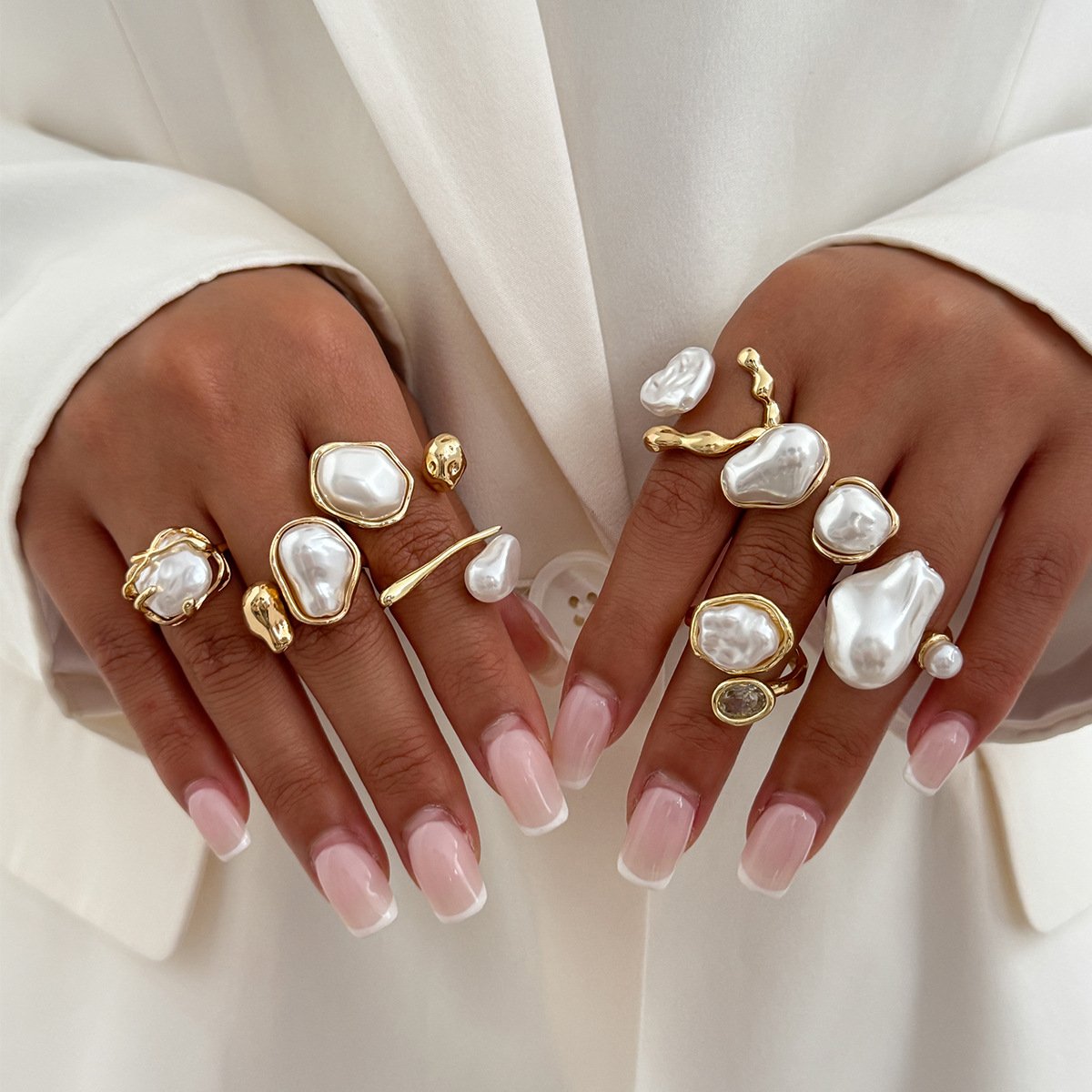 Vintage Punk Knuckle Rings Set - 7 sztuk/zestaw Złote Pierścionki Otwarte z