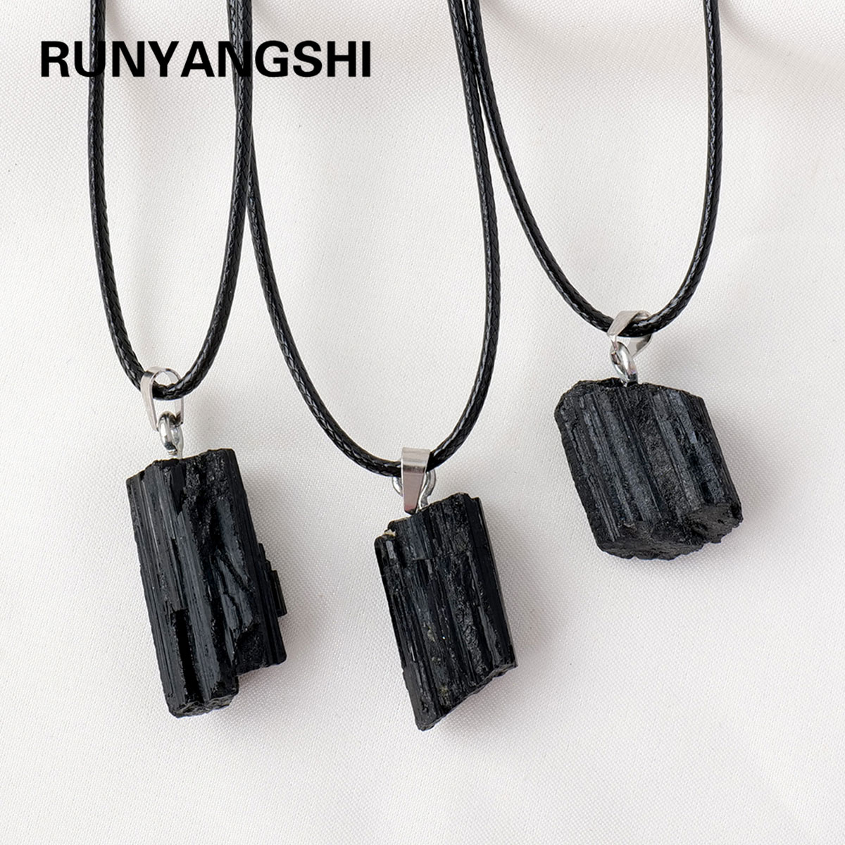 Crystal Pendant Necklace Natural Stone - 1PC naturalny kryształ czarny turmalin surowy
