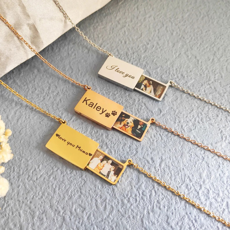 Heart Locket Necklace Photo - Spersonalizowany naszyjnik ze stali nierdzewnej z