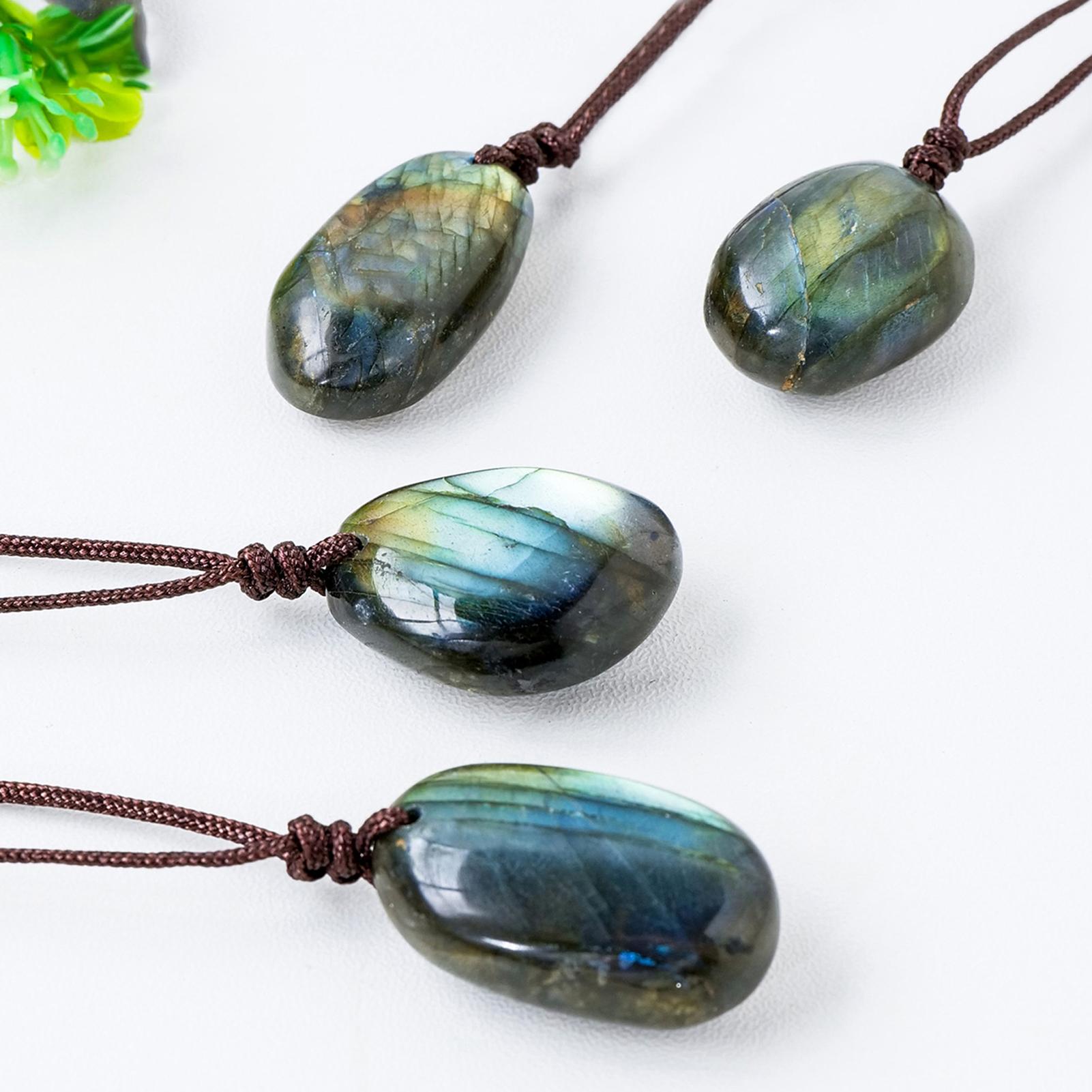 Crystal Pendant Necklace Natural Stone - Naturalne naszyjniki z labradorytem dla kobiet