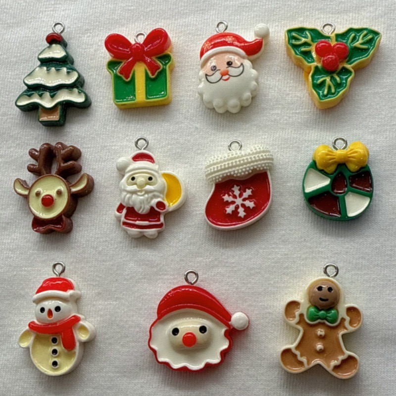 Earrings - 10 szt. Świąteczne zawieszki z żywicy