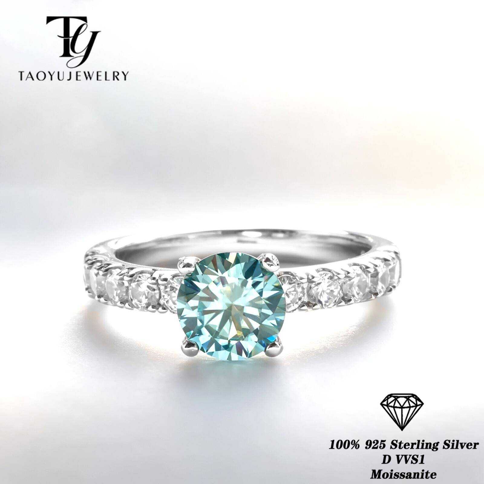 Moissanite Engagement Ring 1 Carat - Klasyczny pierścionek z moissanitem o szlifie