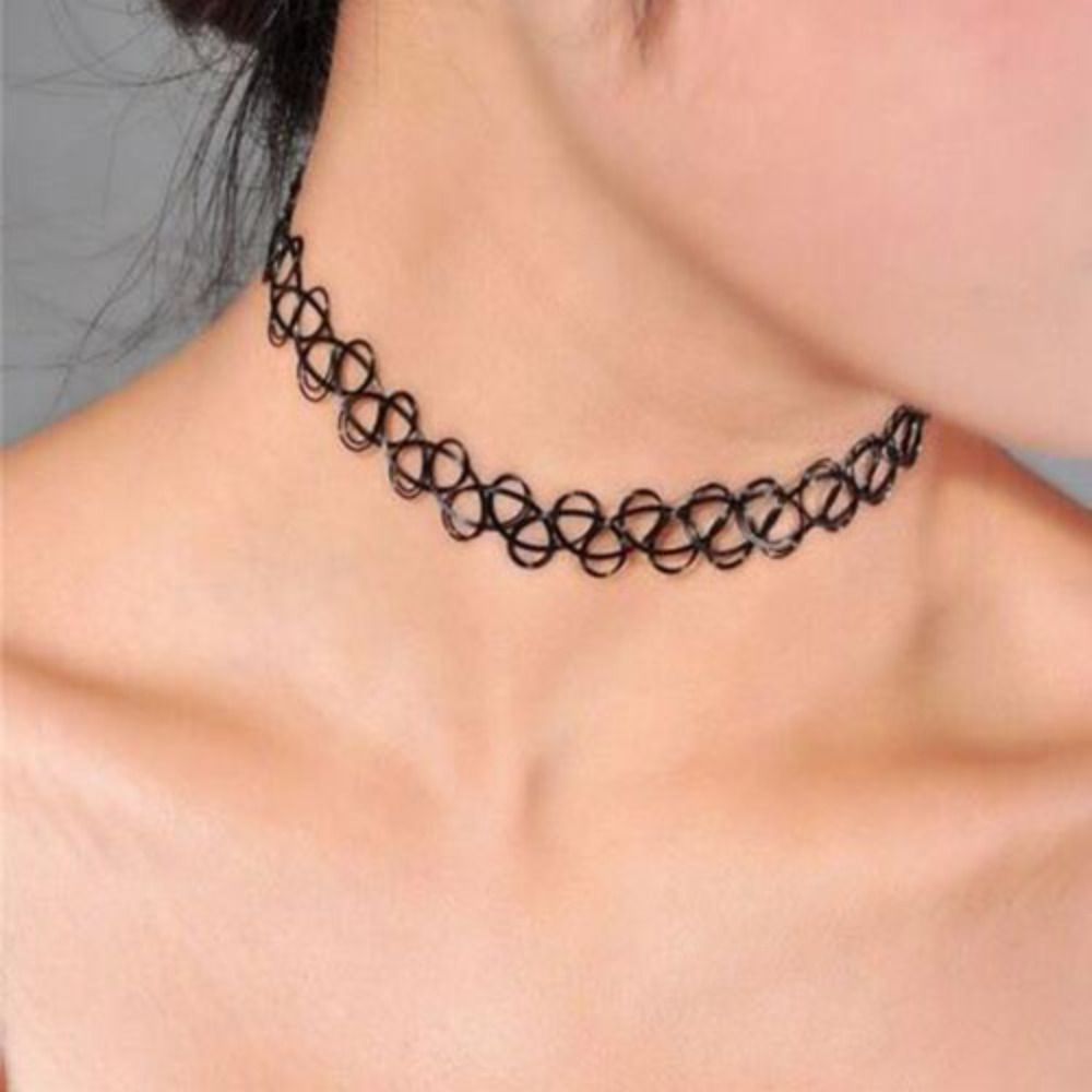 Pearl Choker Necklace Vintage - Wielokolorowy pleciony naszyjnik z nici rybnej