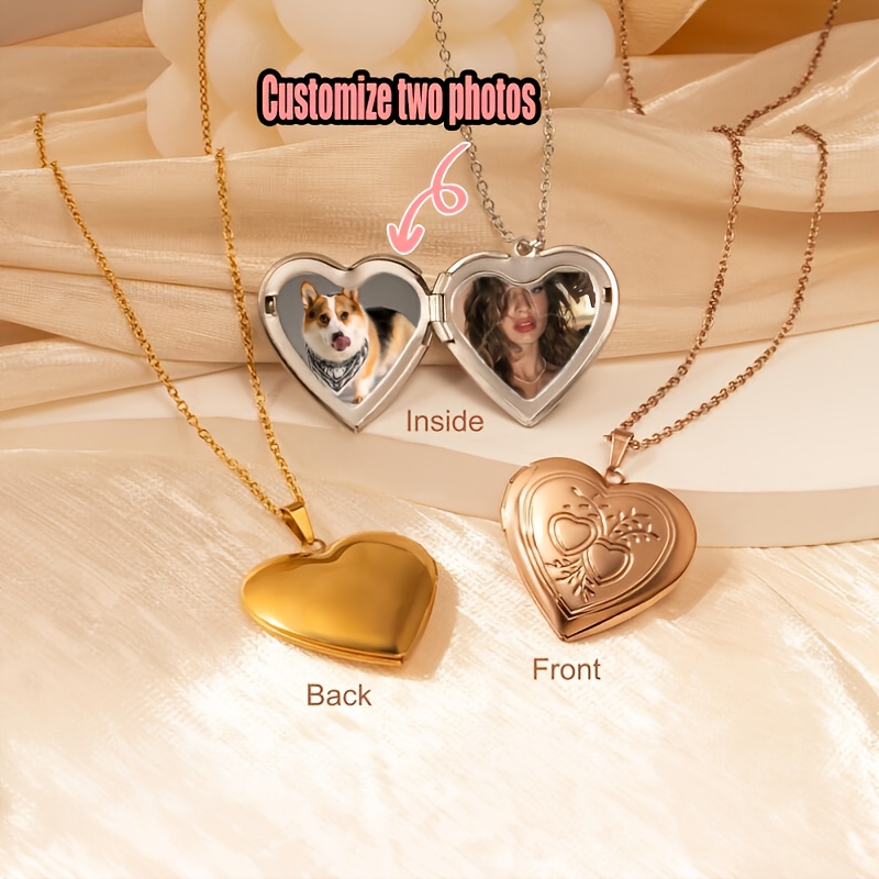 Heart Locket Necklace Photo - Naszyjnik z własnym zdjęciem 1/2, naszyjnik