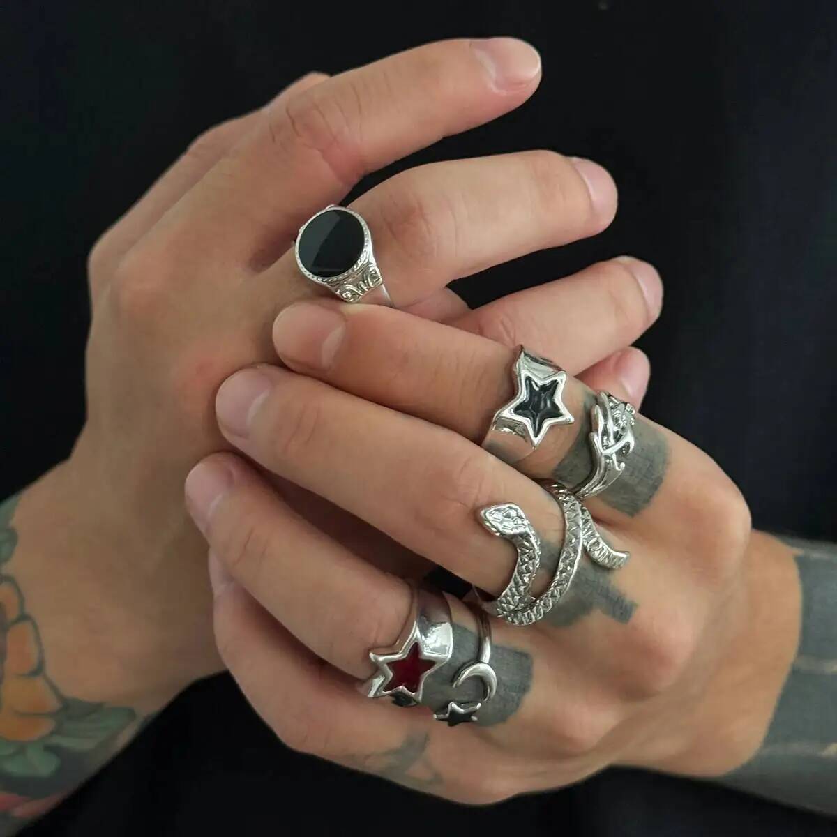 KunJoe 6 szt. Nowy zestaw goty – Vintage Punk Knuckle Rings Set recenzja i cena