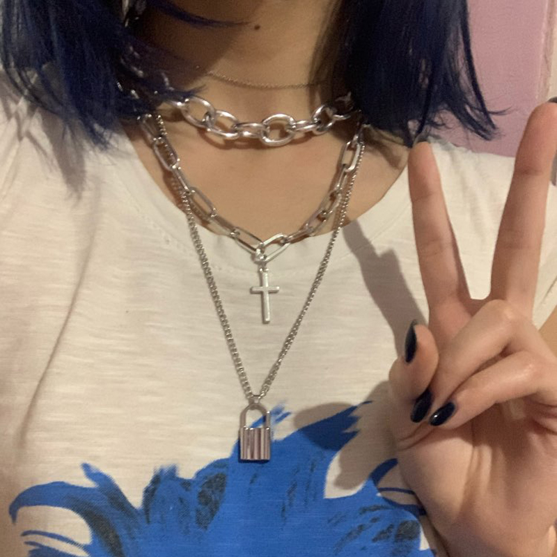 FNQUFUJ Warstwowa grunge estet – Layered Pendant Necklace Aesthetic recenzja i cena