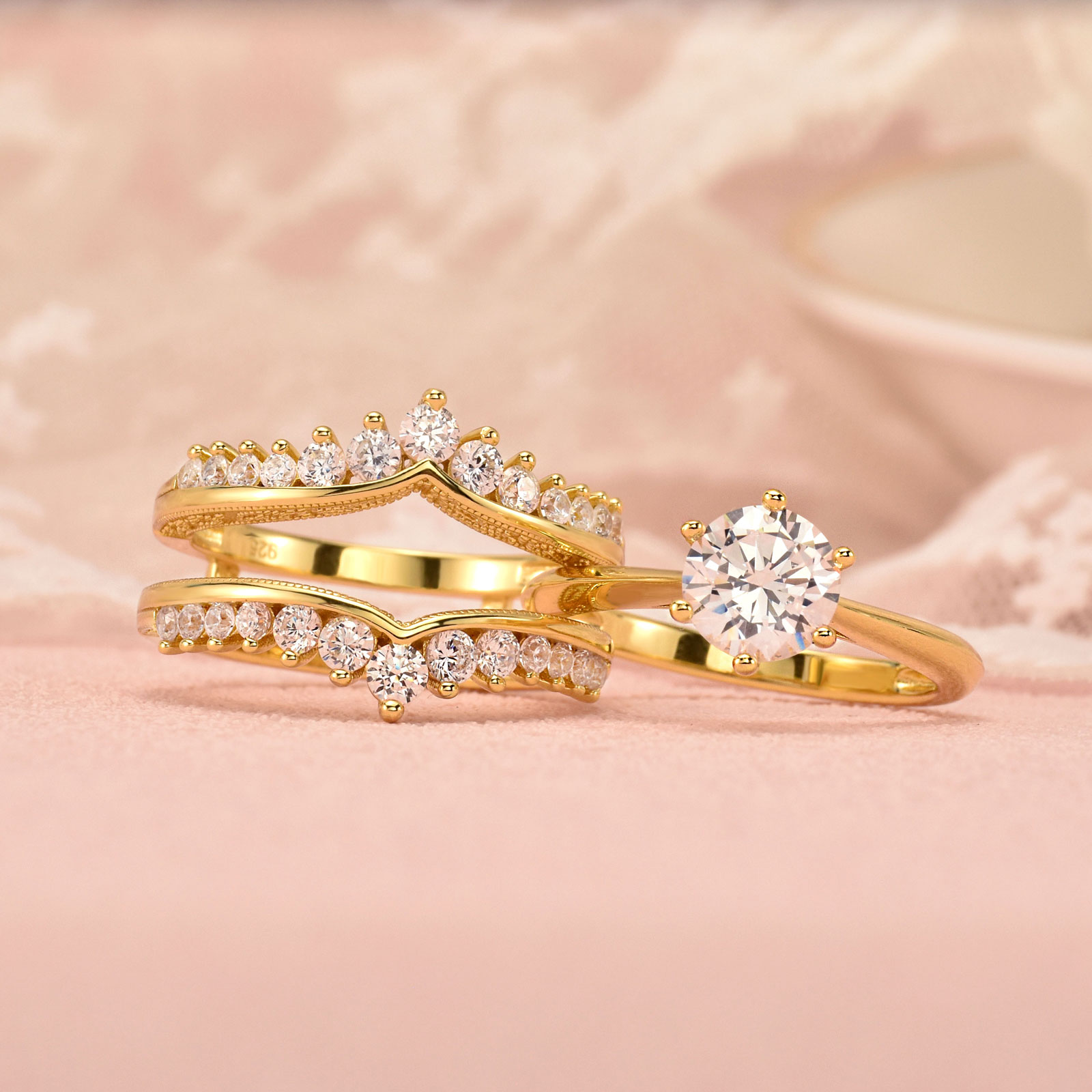 Zestaw pierścionków ślubnych N – Moissanite Engagement Ring 1 Carat recenzja i cena