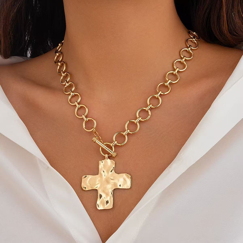 Wyprzedaż! Złoty, warstwowy na – Cross Pendant Necklace Gold recenzja i cena