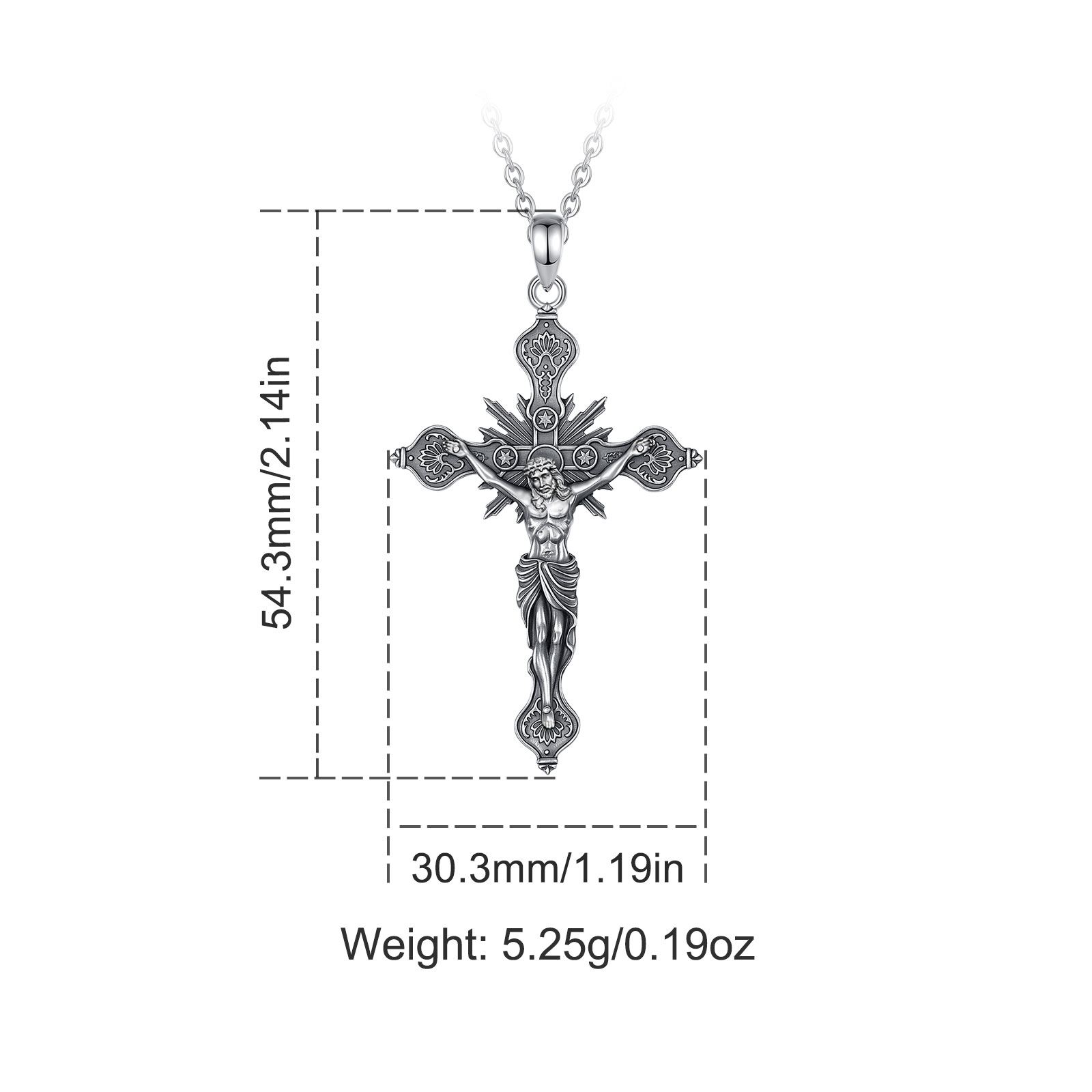 Naszyjnik z krucyfiksem Eudora – 925 Sterling Silver Chain Necklace Men recenzja i cena