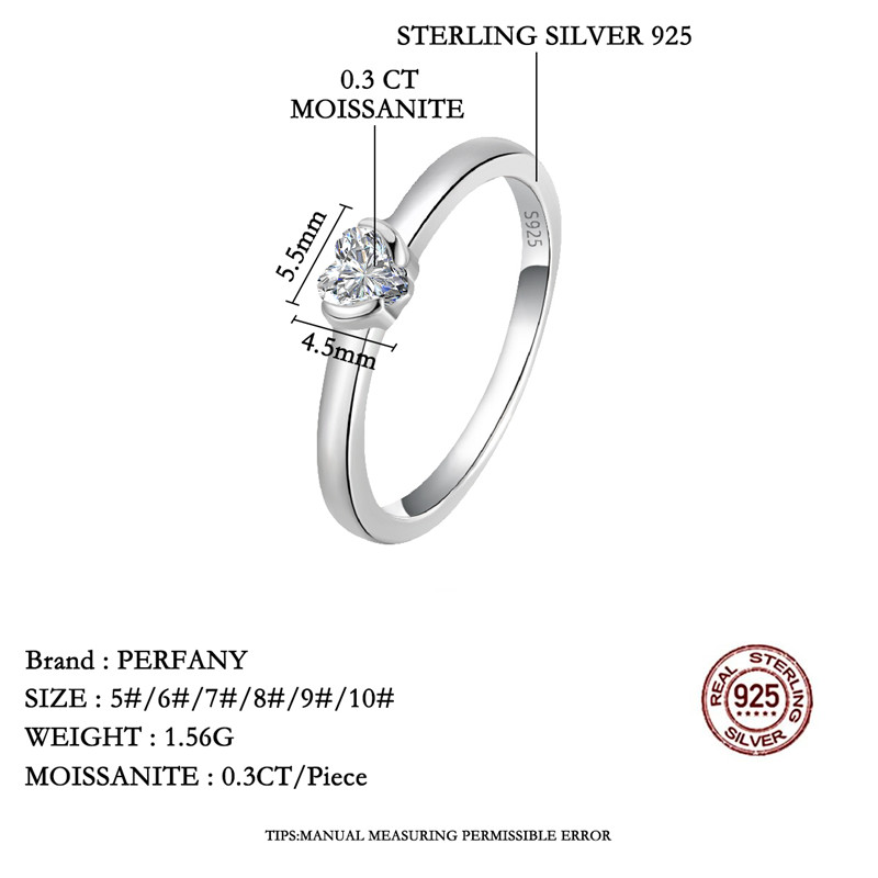 PERFANY 0.3CT Heart Cut Moissa – Moissanite Engagement Ring 1 Carat recenzja i cena