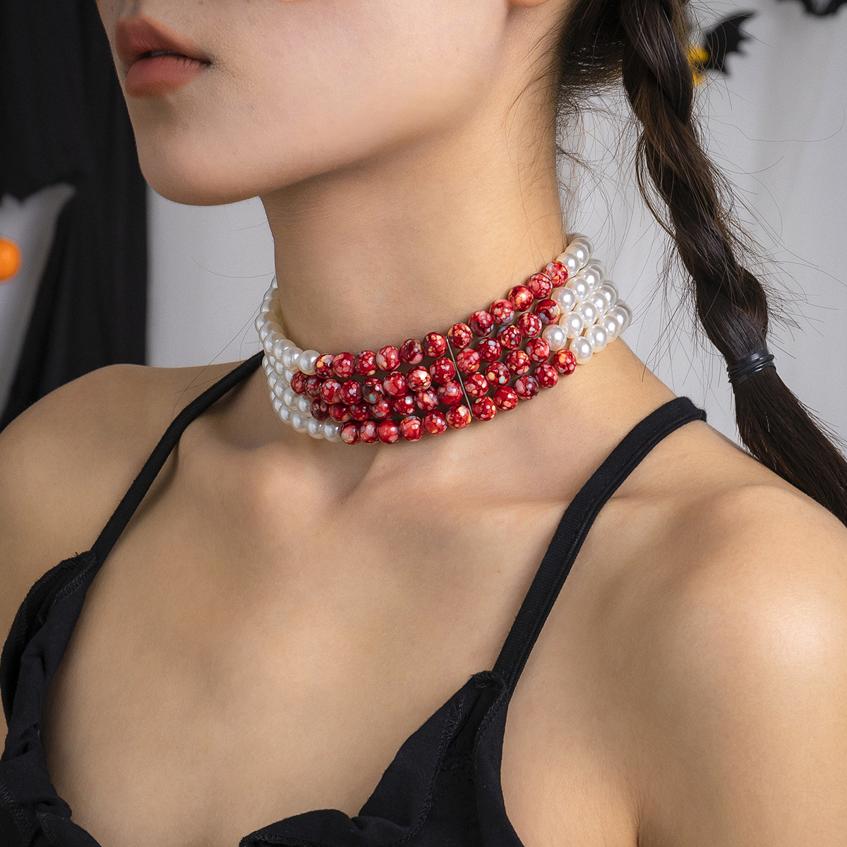 Wielowarstwowy Vintage czerwon – Pearl Choker Necklace Vintage recenzja i cena