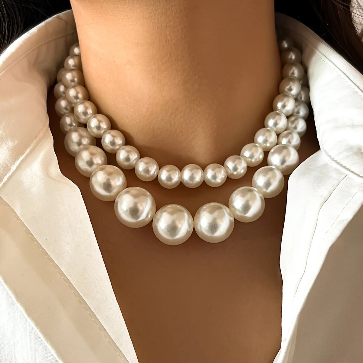 2 sztuk/zestaw przesadzone duż – Pearl Choker Necklace Vintage recenzja i cena