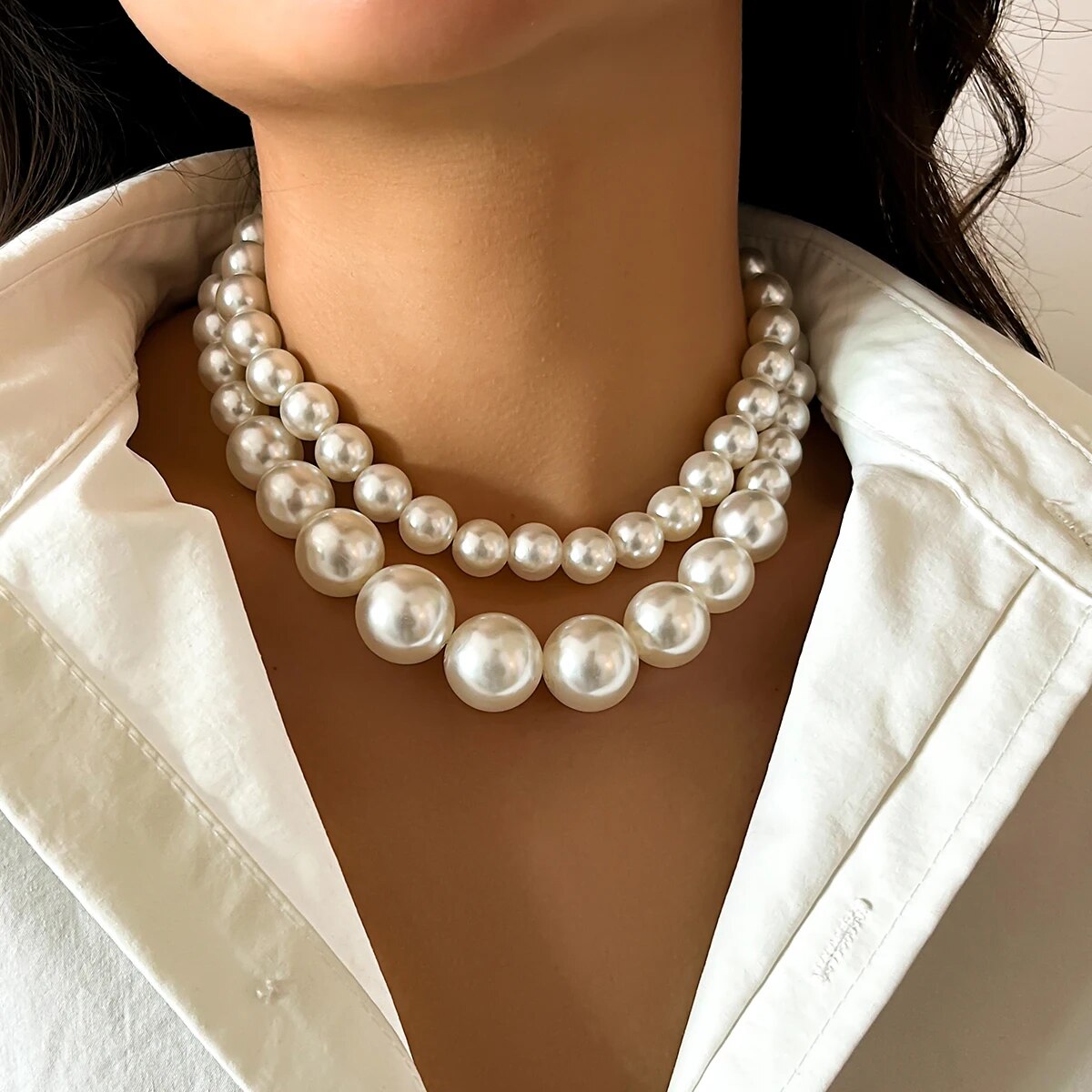 2 sztuk/zestaw przesadzone duż – Pearl Choker Necklace Vintage recenzja i cena