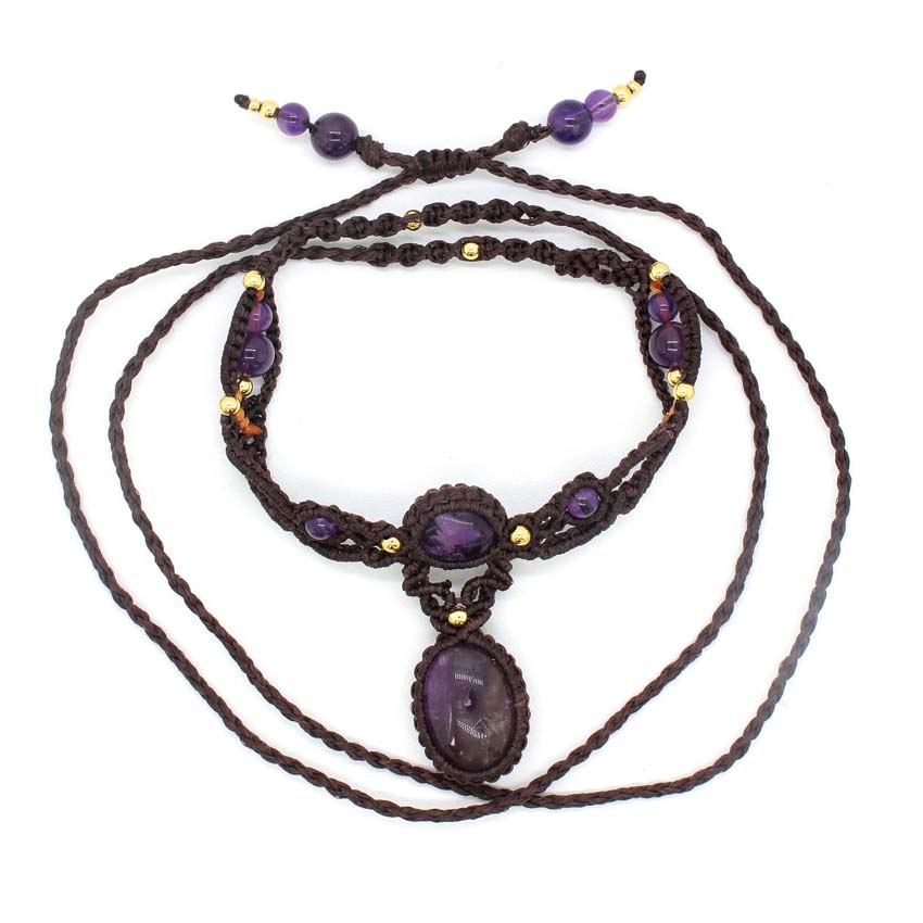 Kryształowy pleciony makrama k – Crystal Pendant Necklace Natural Stone recenzja i cena