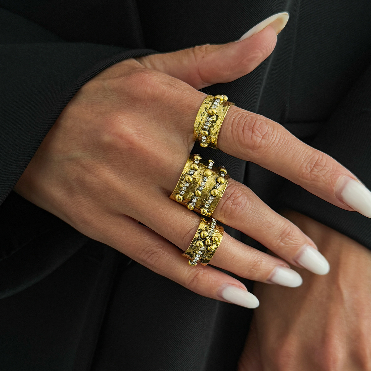 3 szt. Zestaw Regulowanych Otw – Vintage Punk Knuckle Rings Set recenzja i cena