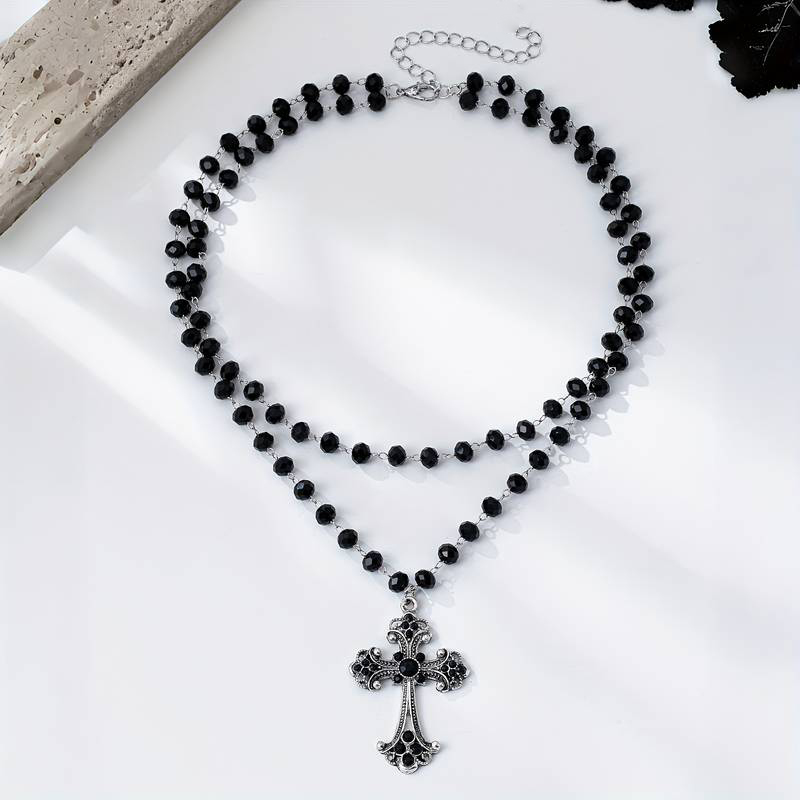 Naszyjnik krzyżowy w stylu Y2K – Layered Pendant Necklace Aesthetic recenzja i cena
